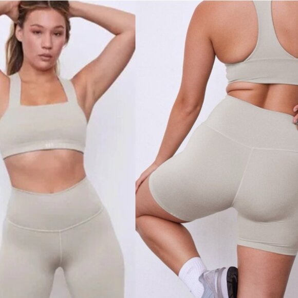 SET ACTIVE 2 PIECE WORKOUT SET - Box Cut Sports Bra and Luxform Shorts in Dune S - Picture 1 of 10